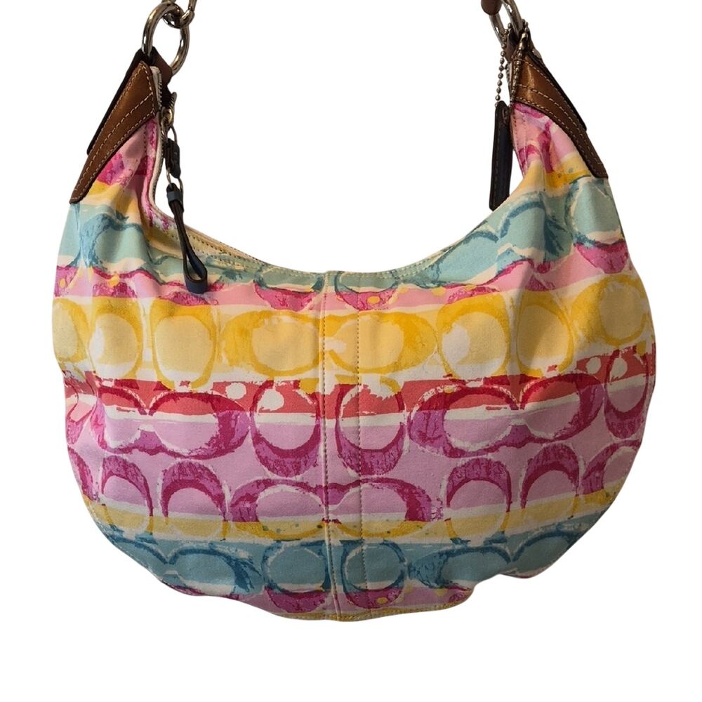 Coach Hamptons Watercolor Scribble Hobo Bag C0985-11754 EUC Purse Y2K 2009 - Picture 4 of 16
